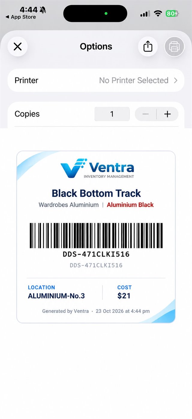 Barcode label preview ready to print